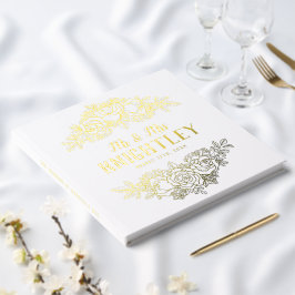 Mooie Gold Foil Rozen Floral Wedding Gastenboek