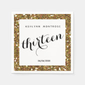Mooie Gold Glitter 13e verjaardag Servet (Voorkant)