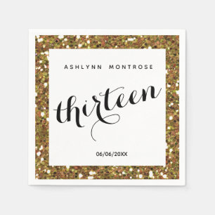 Mooie Gold Glitter 13e verjaardag Servet