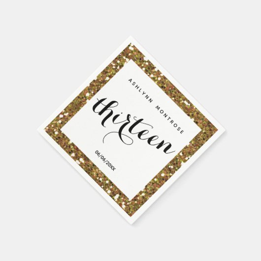Mooie Gold Glitter 13e verjaardag Servet (Hoek)