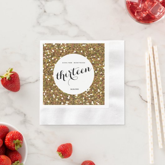Mooie Gold Glitter 13e verjaardag Servet (Insitu)