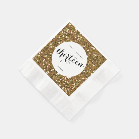 Mooie Gold Glitter 13e verjaardag Servet (Hoek)
