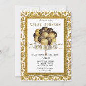 Mooie Gold Glitter Damask Birthday Kaart (Voorkant)