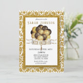 Mooie Gold Glitter Damask Birthday Kaart (Staand voorkant)