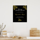 Mooie Gold Glitter zwaait met heldere sterren Poster (Keuken)