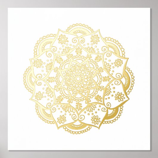 Mooie Gold Mandala Folie Art Print (Voorkant)