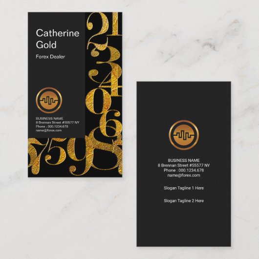 Mooie Gold Numbers Design Forex Visitekaartje (Voorkant / Achterkant)