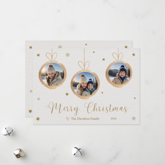 Mooie Gold Ornament Flat Holiday Kaart (Voorkant / Achterkant in situ)