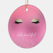Mooie Gold Pink Glitzy Eyes Keramisch Ornament (Links)