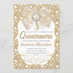 Mooie Gold Quinceanera Celebration Invitation Kaart
