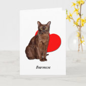 Mooie Golden Birmese kat Moggy Heart Love Kaart (Gele Bloem)