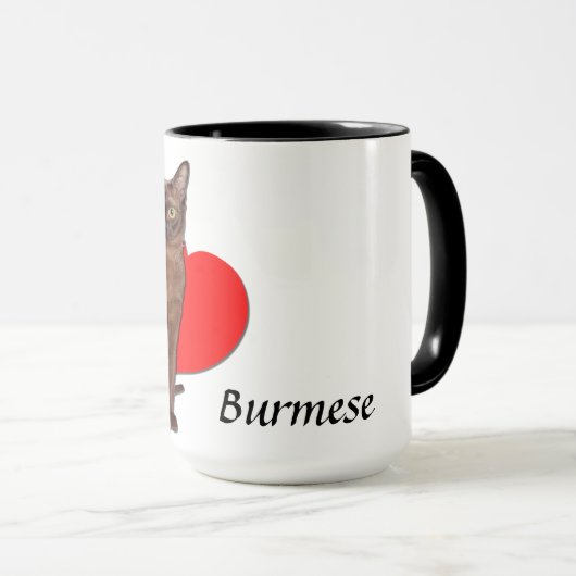 Mooie Golden Birmese kat Moggy Heart Love   Mok (Voorkant rechts)
