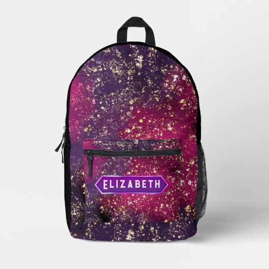 Mooie Golden Black Glitter Custom Initiaal Bedrukte Rugzak (Voorkant)
