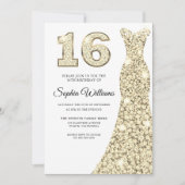 Mooie Golden Dress 16th Birthday Sweet 16 Kaart (Voorkant)