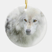Mooie Golden Eyed Wolf in het sneeuwOrnament Keramisch Ornament (Voorkant)