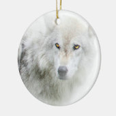 Mooie Golden Eyed Wolf in het sneeuwOrnament Keramisch Ornament (Links)