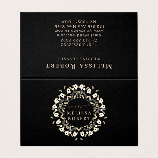 Mooie Golden Floral Mandala Marble Monogrammed Visitekaartje (Buitenkant ongevouwen)