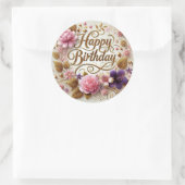 Mooie Golden Floral Verjaardag sticker (Tas)