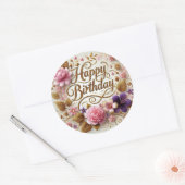 Mooie Golden Floral Verjaardag sticker (Envelop)