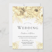 Mooie Golden Flowers Elegant Wedding Kaart (Voorkant)