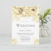 Mooie Golden Flowers Elegant Wedding Kaart (Staand voorkant)