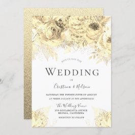 Mooie Golden Flowers Elegant Wedding Kaart