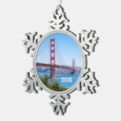 Mooie Golden Gate Bridge Tin Sneeuwvlok Ornament (Rechts)