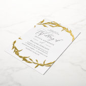 Mooie Golden Leaf Wreath Folie Wedding Uitnodiging (Gedraaid)