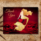 Mooie Golden Mermaid met rood hart Dank je wel Briefkaart