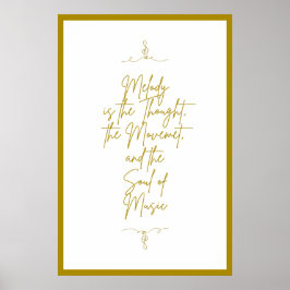 Mooie Golden Music Quote op White Background Poster