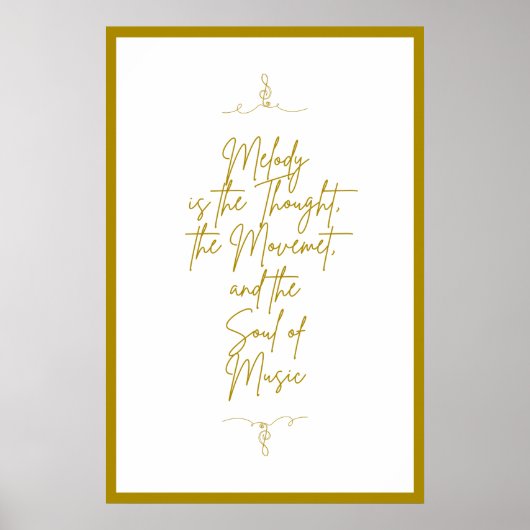 Mooie Golden Music Quote op White Background Poster (Voorkant)