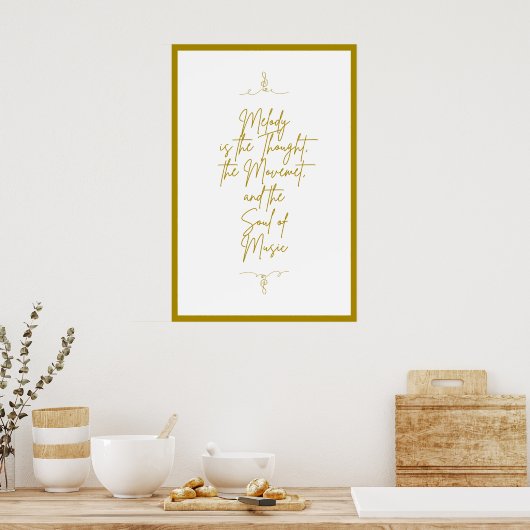 Mooie Golden Music Quote op White Background Poster (Keuken)