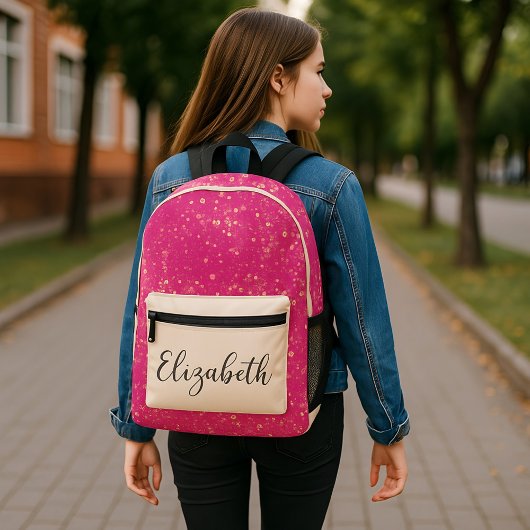 Mooie Golden Pink Glitter Custom Initiaal Bedrukte Rugzak