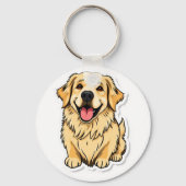 Mooie Golden Retriever Sleutelhanger (Voorkant)