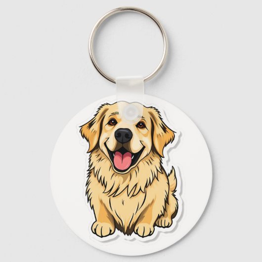 Mooie Golden Retriever Sleutelhanger (Voorkant)