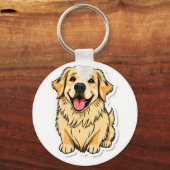Mooie Golden Retriever Sleutelhanger (Voorkant)