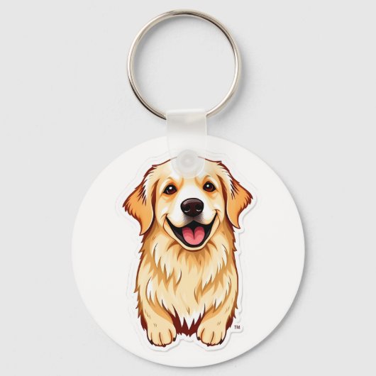 Mooie Golden Retriever Sleutelhanger (Voorkant)