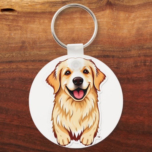 Mooie Golden Retriever Sleutelhanger (Achterkant)