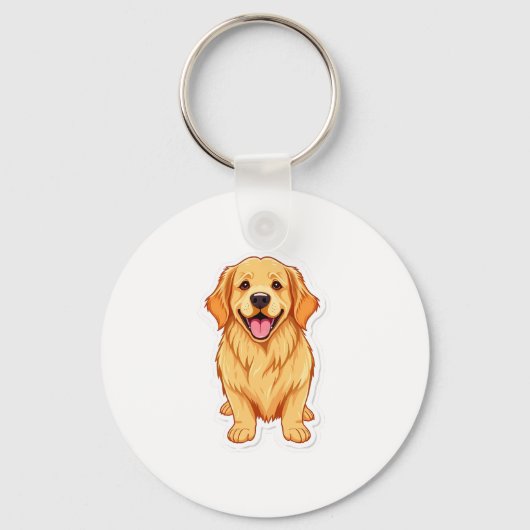 Mooie Golden Retriever Sleutelhanger (Voorkant)