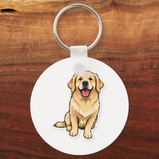 Mooie Golden Retriever Sleutelhanger (Voorkant)