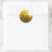 Mooie Golden Sunset Monogram Envelope-zegels Ronde Sticker (Tas)