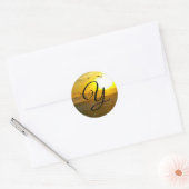 Mooie Golden Sunset Monogram Envelope-zegels Ronde Sticker (Envelop)