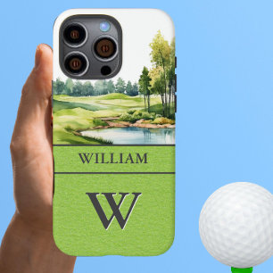 Mooie golfbaan monogram naam iPhone 16 pro max hoesje