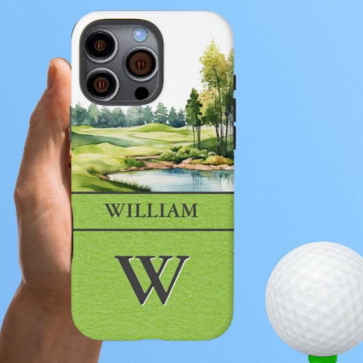 Mooie golfbaan monogram naam iPhone hoesje