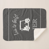 Mooie Golfer Golfkar Monogram Beginletters Grijs Sherpa Deken (Voorkant (horizontaal))