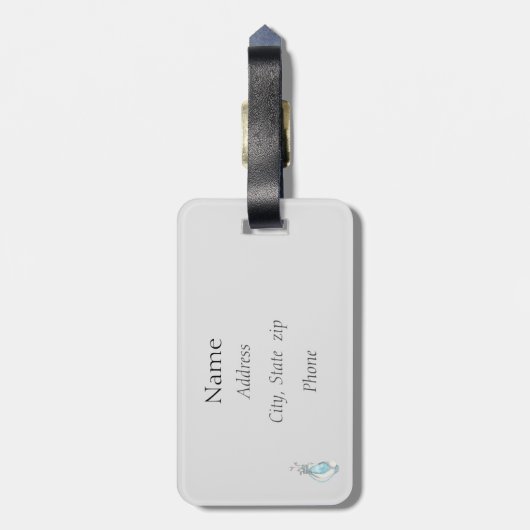 Mooie Golfkar Blauw Waterverf Monogram Bagagelabel (Achterkant verticaal)