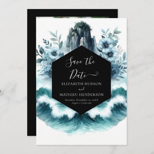 Mooie golven nautische bruiloft save the date (Voorkant / Achterkant)