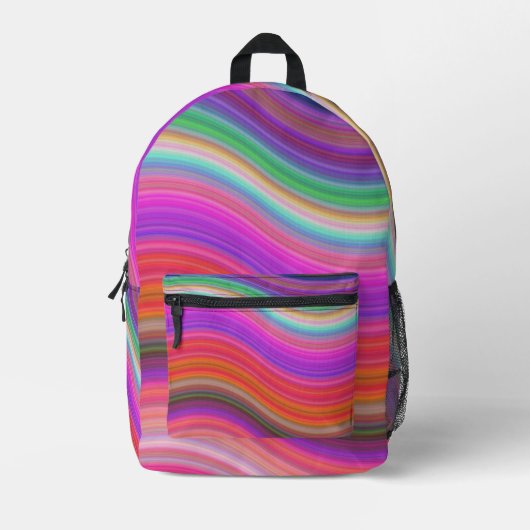 Mooie golvende kleuren van de regenboog bedrukte rugzak (Voorkant)