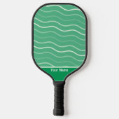 Mooie golvende lijnen strepen groene pickleballpad pickleball paddle (Achterkant)