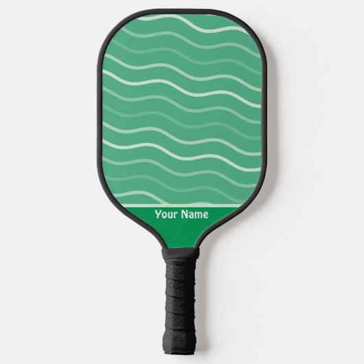 Mooie golvende lijnen strepen groene pickleballpad pickleball paddle (Achterkant)